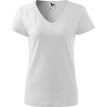 Dámské tričko Malfini Dream 128 – dámské tričko, 180 g, přiléhavý střih, výstřih do V Barva: 00-Bílá, Velikost: XL