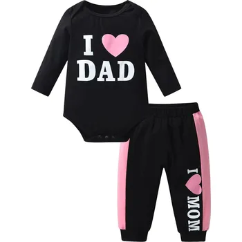 Kojenecká souprava Kojenecká souprava I Love Mom and Dad Barva: černo-růžová, Velikost: 0-3 měsíce