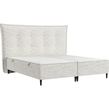 Postel Maison de Rêve Světle béžová čalouněná dvoulůžková postel KOYA 180 x 200 cm s úložným prostorem