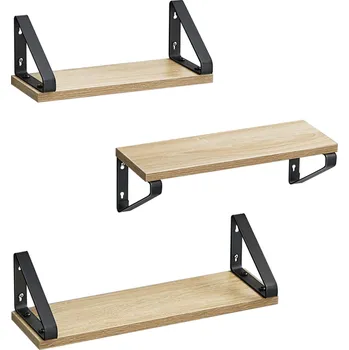 police Paradox Sada 3 polic REGALO Shelf / Černý mat - světlé dřevo