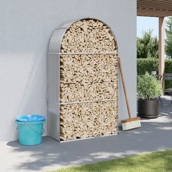 OMAXI Stojan na dřevo světle šedý 120 x 45 x 210 cm pozinkovaná ocel 896973
