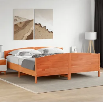 Postel vidaXL Postel bez matrace voskově 200 x 200 cm masivní borovice [3216161] Barva: Hnědá