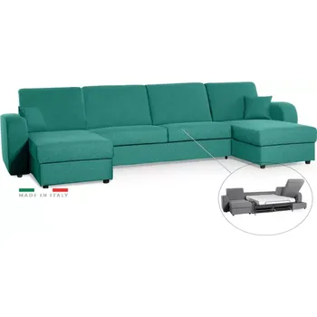 Sedací souprava Sedací souprava LIVORNO U s rozkladem na každodenní spaní, tyrkysová (penelope 18), 140