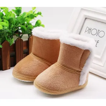 Dětská sálová obuv Zimní jednobarevné kotníkové capáčky Barva: Hnědá, Velikost: M, 7-12 měsíců