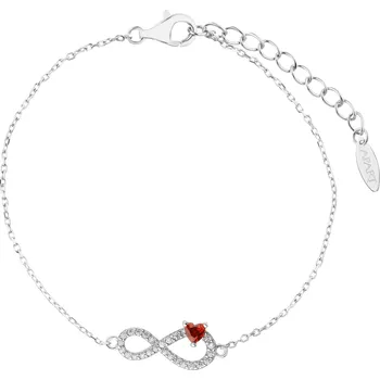 Náramek Stříbrný náramek se zirkony - nekonečno, srdce - AP539-7210