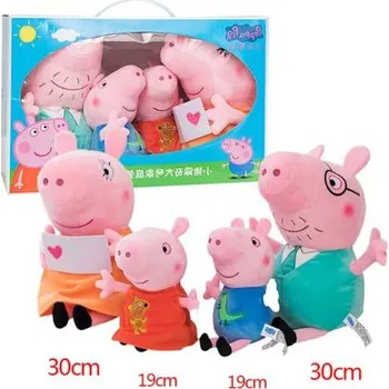 Hračka pro nejmenší Peppa Pig rodina sada 4 ks plyšáků Motiv: balení s boxem