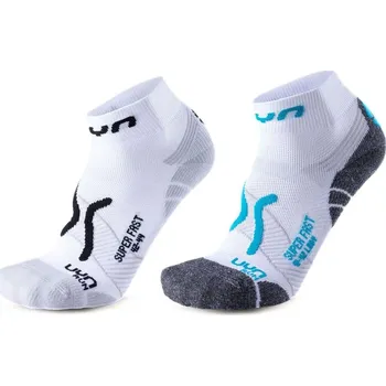 Dámské ponožky UYN Run Super Fast 2prs Pack W S100348N378 - white/black-white/turquoise 41/42