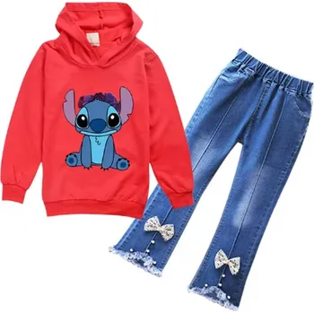 Chlapecký svetr Lilo & Stitch Dívčí souprava - mikina + kalhoty "Lilo & Stitch" Barva: červená mikina + kalhoty, Velikost: 120/5-6 let