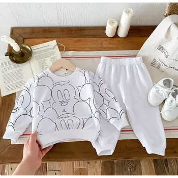 Kojenecká souprava Bavlněná kojenecká tepláková souprava Mickey Mouse Varianta: Bílá, Velikost: 6M