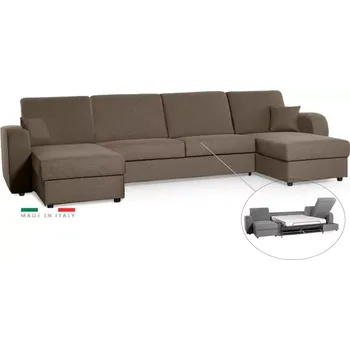 Sedací souprava Sedací souprava LIVORNO U s rozkladem na každodenní spaní, hnědá (penelope 04), 140