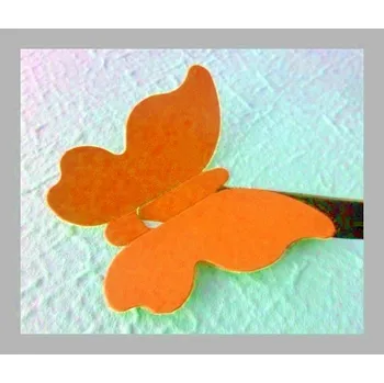 Svatební dekorace Motýlek 6 cm jmenovka - oranžový - 10 ks