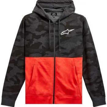 Pánská mikina mikina CAMO BLOCK HOODIE, ALPINESTARS (šedá camo/červená fluo, vel. S)