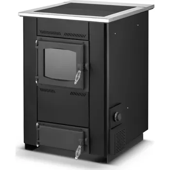 Sporák na tuhá paliva 2energy Sporák na tuhé palivo TEMY ES, 3v1, 10 kW | černý