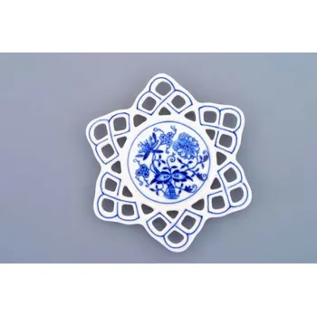 Vánoční dekorace Cibulák vánoční ozdoba vločka 10,4 cm originální cibulákový porcelán Dubí, cibulový vzor,