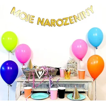 Girlanda papírová zlatá 8 x 150 cm - moje narozeniny