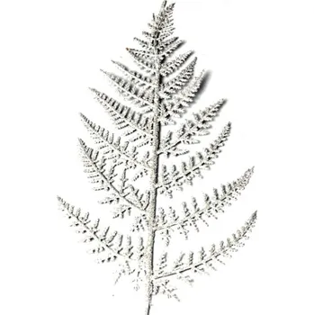 Vánoce List kapradí 38 cm- stříbrný glitter - 1 ks