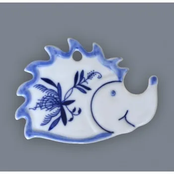 Dekorativní magnet Cibulák Magnetka ježek 6 cm originální cibulákový porcelán Dubí, cibulový vzor,