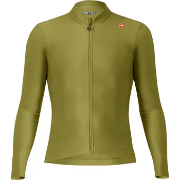 cyklistický dres CASTELLI - dres Espresso Thermal Jersey, sage/deep green, XXL