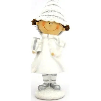 Vánoce Holčička zimy s dárkem polyrezin - 15 cm