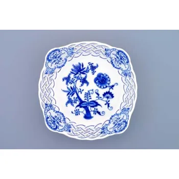 Cibulák Mísa čtyřhranná prolamovaná 17 cm originální cibulákový porcelán Dubí, cibulový vzor,