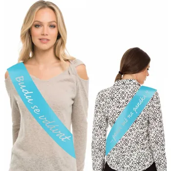 Party dekorace Svatební šerpa pro nevěstu - Budu se vdávat/pozvi mě na panáka - tyrkysová