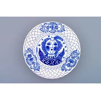 Talíř Cibulák Talíř výroční 1998 závěsný reliéfní 18 cm originální cibulákový porcelán Dubí , cibulový vzor,