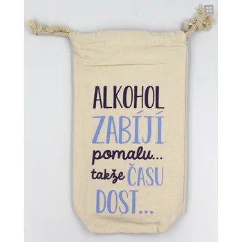 Party dekorace Dárkový jutový pytlík na víno - alkohol zabíjí pomalu