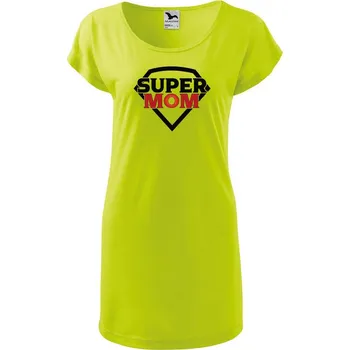 Dámské oblečení DOBRÝ TRIKO Dámské tričko/šaty s potiskem Super mom Velikost: L, Barva: Limetková