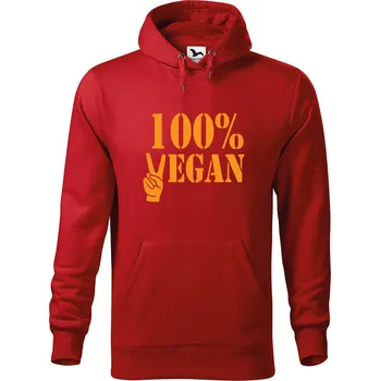 Pánská mikina DOBRÝ TRIKO Pánská mikina s potiskem 100% vegan Velikost pánské mikiny: 4XL, Barva: Červená