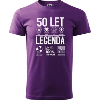 Pánské tričko DOBRÝ TRIKO Pánské tričko s potiskem 50 let legenda symboly Velikost: XL, Barva: Fialová