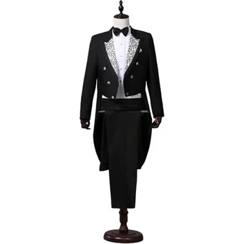 Pánský oblek Luxusní pánský oblek frak s delší zadní stranou Velikost: XL, Barva (Varianta): Black