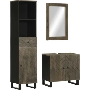 Koupelnový nábytek vidaXL 3dílná koupelnová sestava černé masivní mangovníkové dřevo