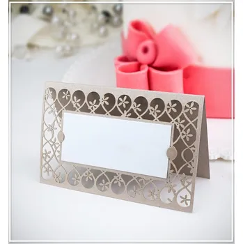 Svatební dekorace Jmenovka kávová perleť 93x60 mm - ornament - 62 ks