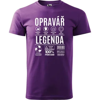 Pánské oblečení DOBRÝ TRIKO Pánské tričko s potiskem Opravář legenda Velikost: L, Barva: Fialová