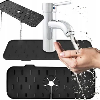 Odkapávač na nádobí SILIKONOVÁ PODLOŽKA POD DŘEZ ODKAPÁVAČ POD BATERII ČERNÁ OCHRANNÁ PODLOŽKA DO KUCHYNĚ