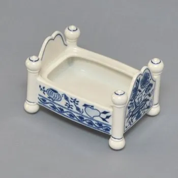 Nádoba na olej a ocet Cibulák Spodní díl k dóze na bonbóny postýlka 12 x 9 cm originální cibulákový porcelán Dubí, cibulový vzor,