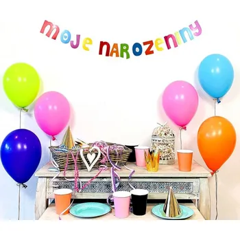 Girlanda papírová barevná 8 x 150 cm - moje narozeniny