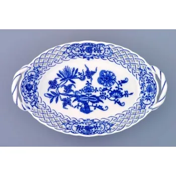 Nákupní košík Cibulák košík prolamovaný 19 cm originální cibulákový porcelán Dubí, cibulový vzor,