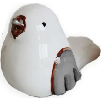 Velikonoční dekorace Keramický ptáček 6 cm - bílo-šedý
