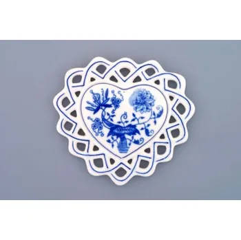 Vánoční dekorace Cibulák Vánoční ozdoba srdíčko 10 cm originální cibulákový porcelán Dubí, cibulový vzor,