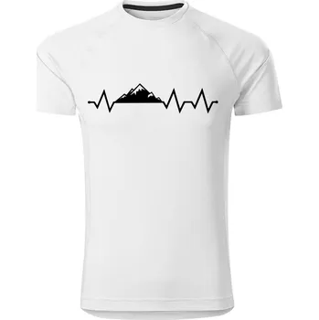 Pánské tričko DOBRÝ TRIKO Pánské funkční tričko s potiskem Tep hory Velikost: M, Barva: Bílá