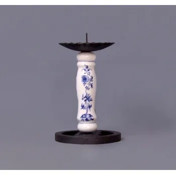 Krbové nářadí Cibulák krbový svícen nízký 19 cm originální cibulákový porcelán Dubí, cibulový vzor,
