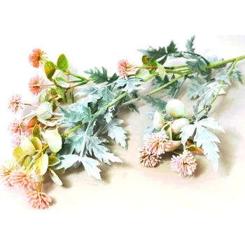 umělá květina Bodlák narůžovělý s lístky - 72 cm