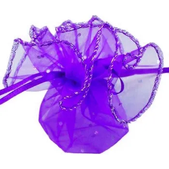 Čokoláda Mošnička fialová organzová se stříbrným lemem - 22 cm - 10 ks