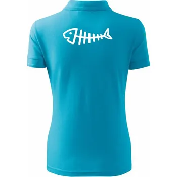 Rybí kostra kreslená - Polokošile dámská Pique Polo - XL ( Světlý tyrkys )