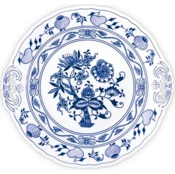 Talíř Cibulák talíř koláčový s uchy 28 cm originální cibulákový porcelán Dubí, cibulový vzor,