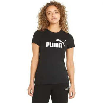 Dámské oblečení Dámské triko Puma ESS+ Metallic Logo Tee W 84830351 - black/silver metallic S