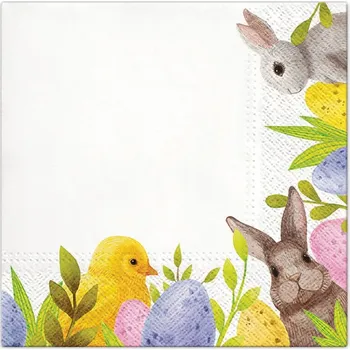 Papírový kapesník Ubrousky 33x33cm, 3V - zajíčci a kuřátka - 20ks