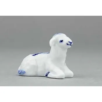 Betlém Cibulák Jehně klečící 5,8 cm originální cibulákový porcelán Dubí, cibulový vzor,