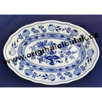 Cibulák mísa oválná 24 cm, originální cibulákový porcelán Dubí, cibulový vzor,